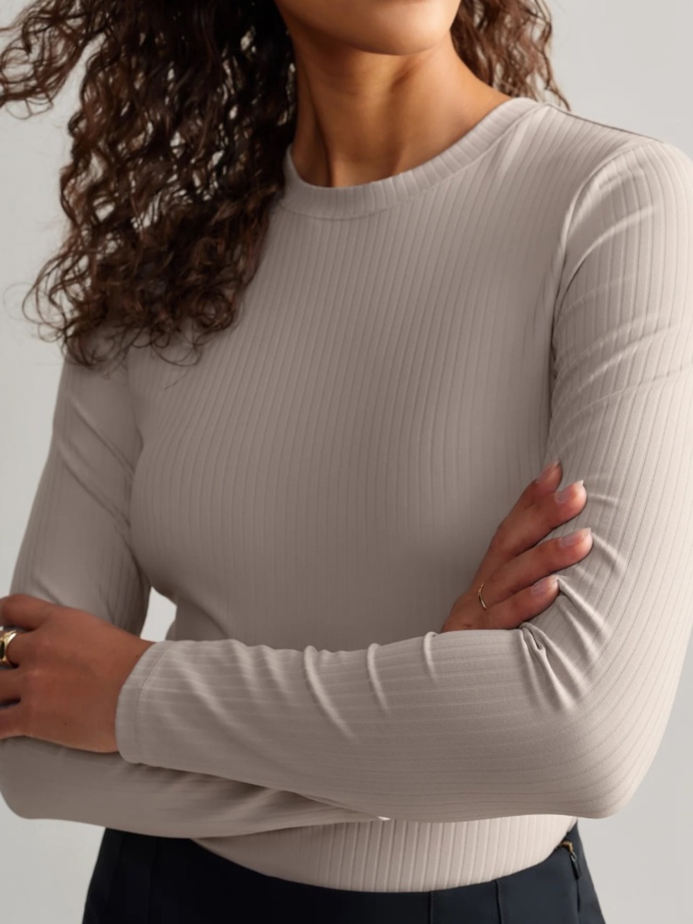 Rhone Gray Mist Modern Ribbed Long Sleeve Tee Size XL NWT Athleisure